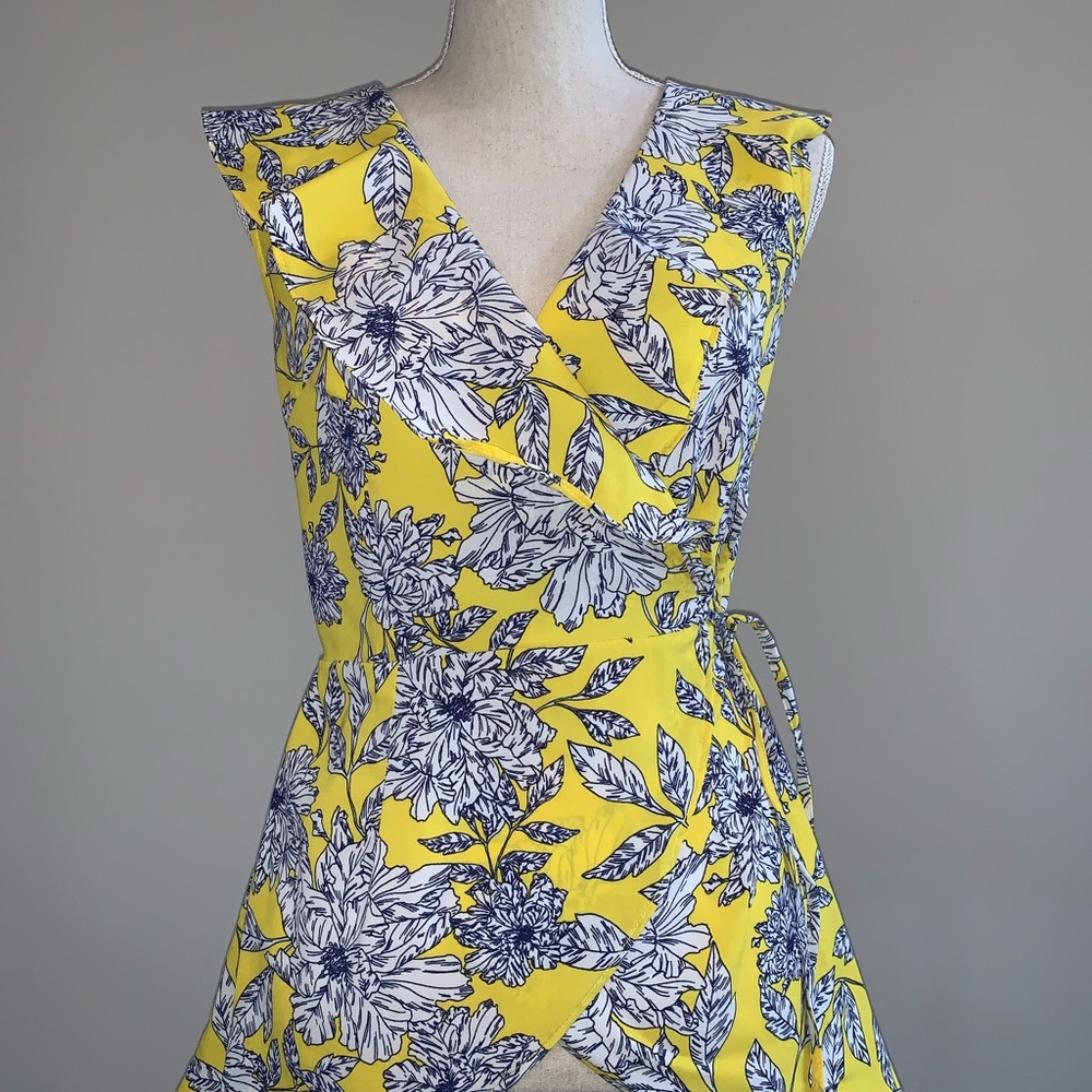 Nice Yellow and Navy Blue Blouse